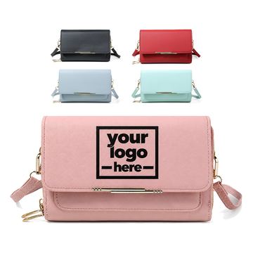 Two-Compartment Crossbody Purse With Metal Flap Accent