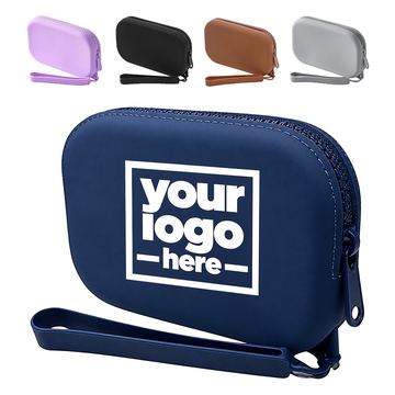 Rounded Silicone Coin Purse With Wrist Strap