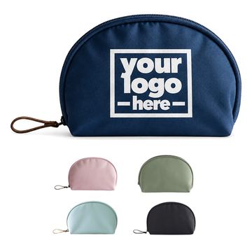 Shell-Shaped Cosmetic Pouch With Interior Divider