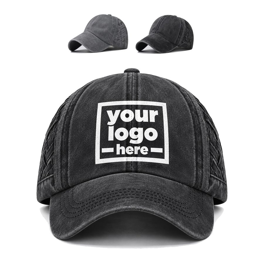 Cotton Ponytail Cap With Openwork Side Panels
