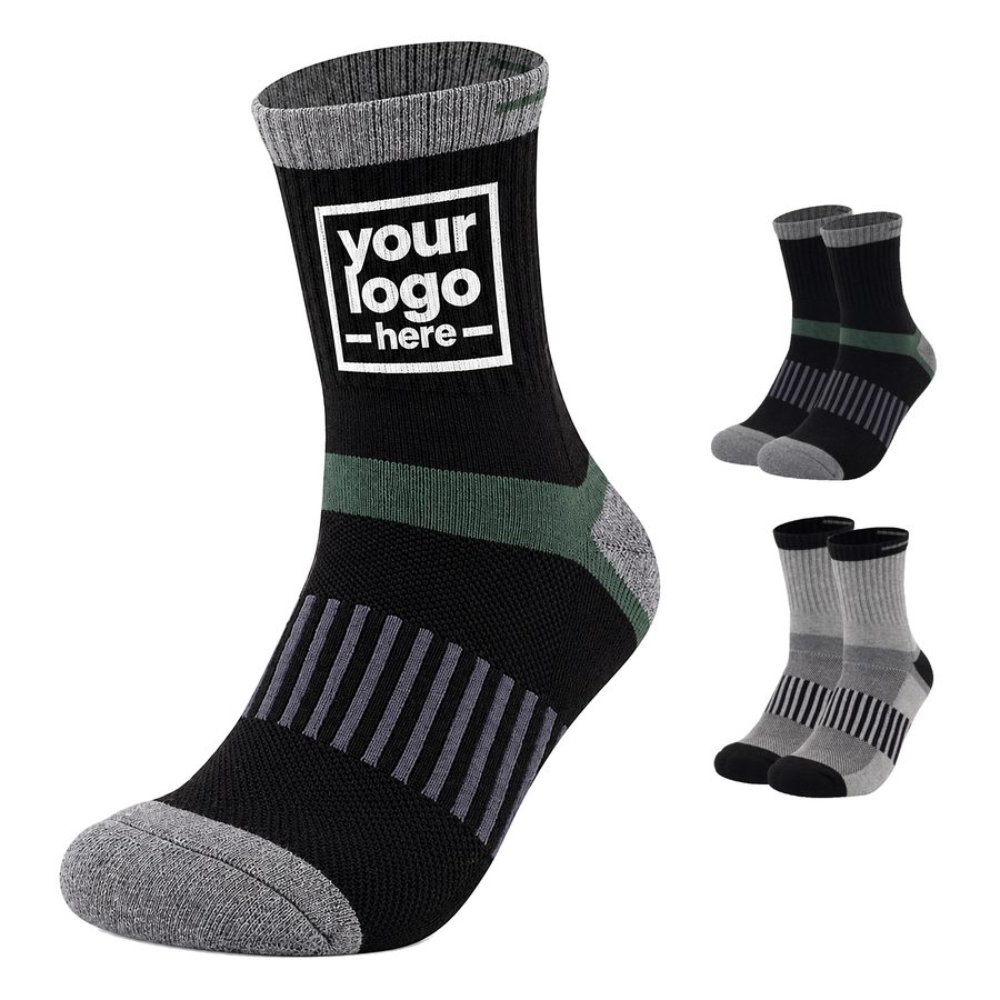 Cushioned Crew-Length Hiking Sock With Ribbed Cuff