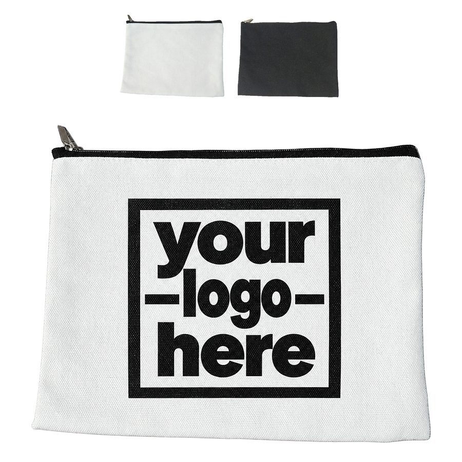 Flat Canvas Cosmetic Pouch With Metal Zipper