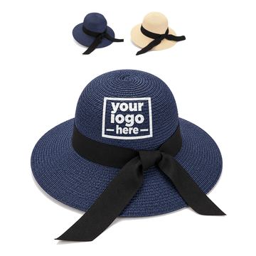 Straw Sun Hat With A Trailing Bow