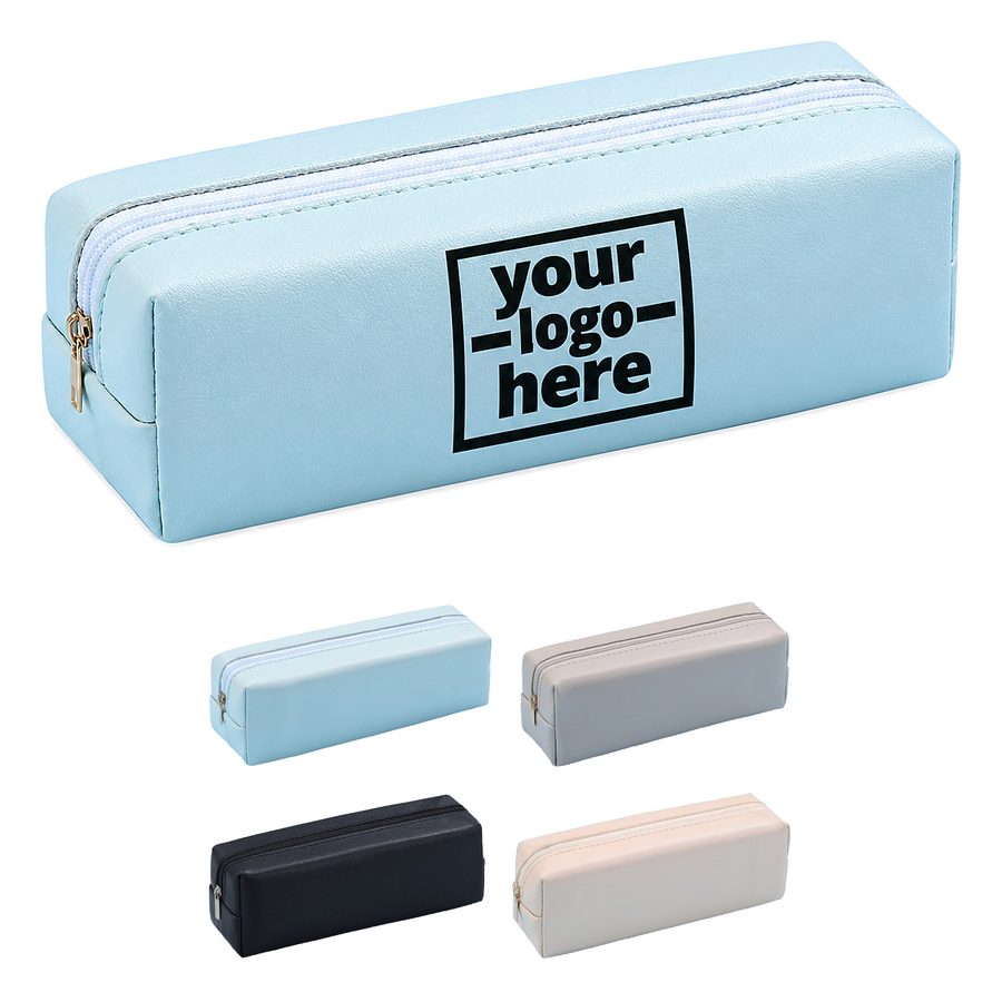 Box-Shaped Polyurethane Leather Pencil Case