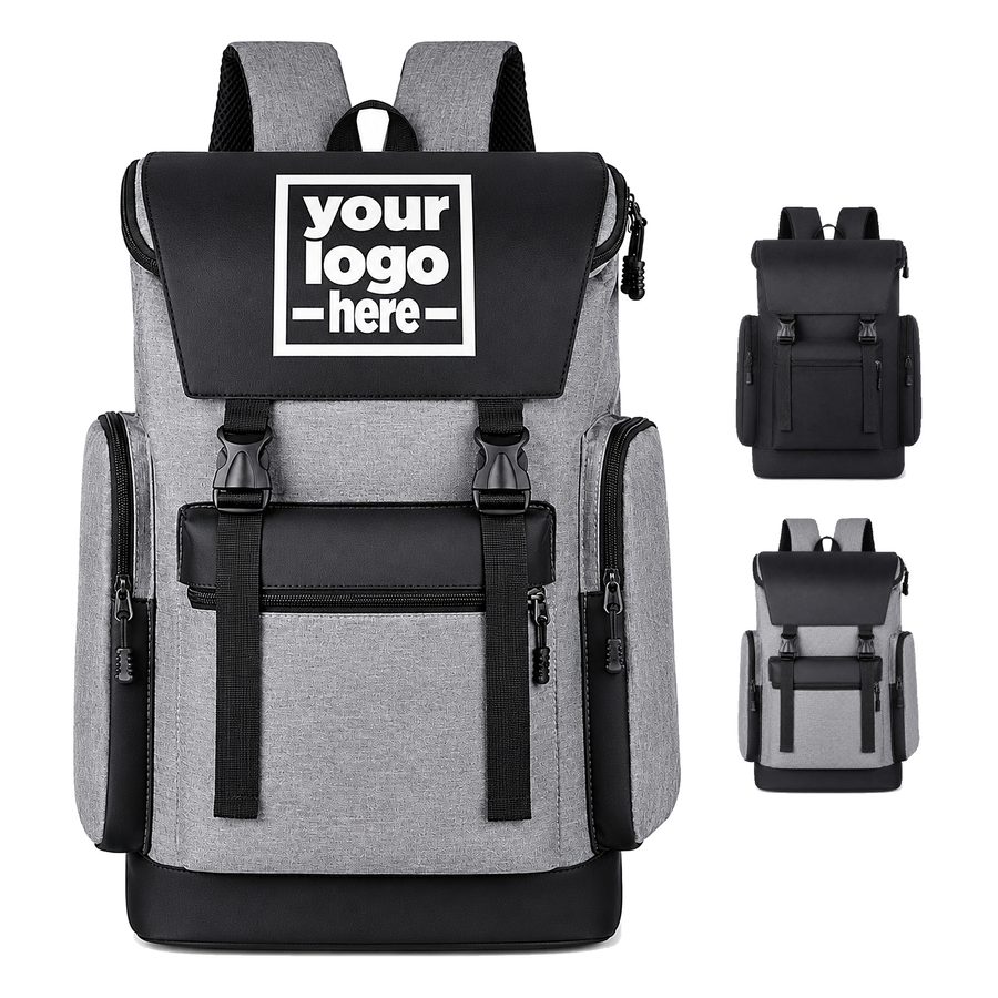 Dual-Buckle Flap Laptop Backpack