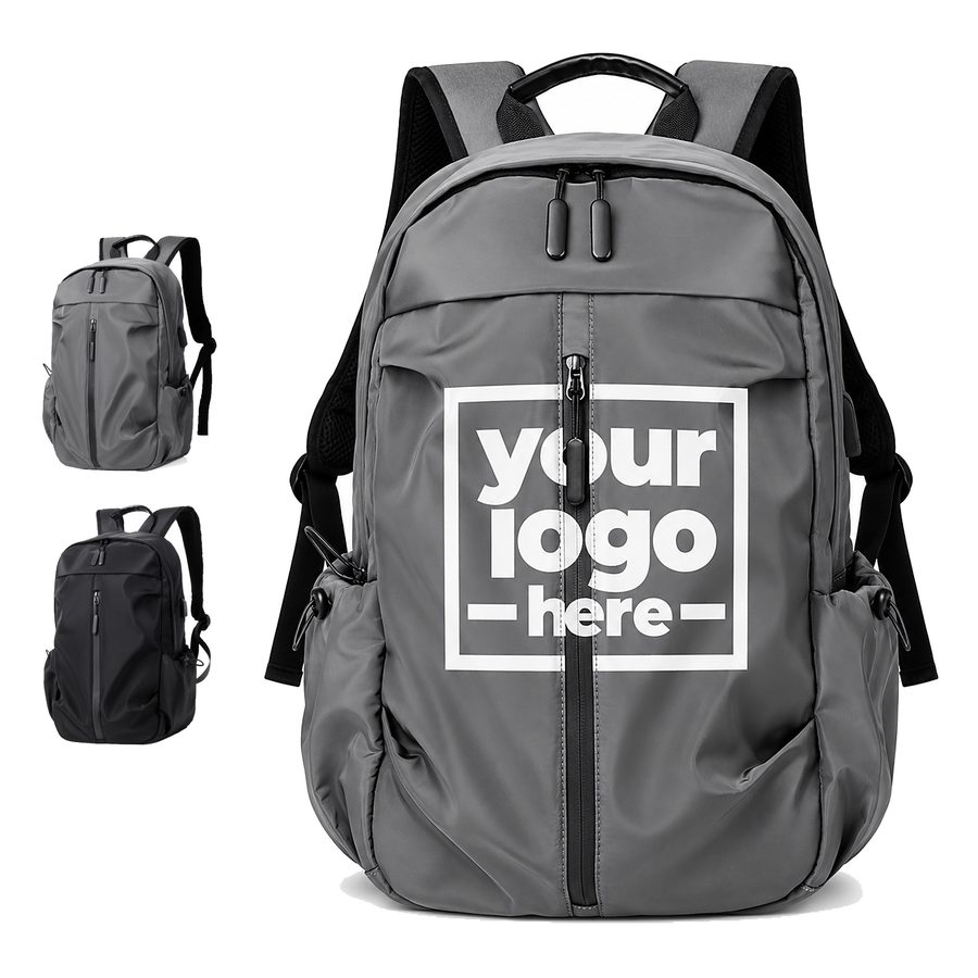 Nylon Backpack With Drawstring Side Pockets