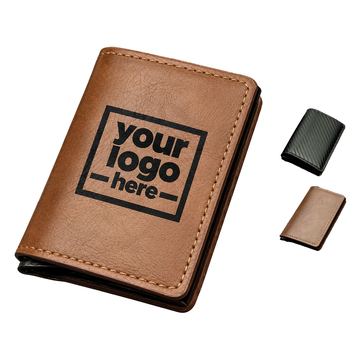Button-Activated Card Wallet With Folding Cover
