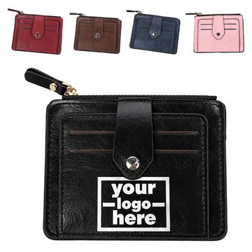 Snap-Tab Card Holder Wallet With Zippered Compartment