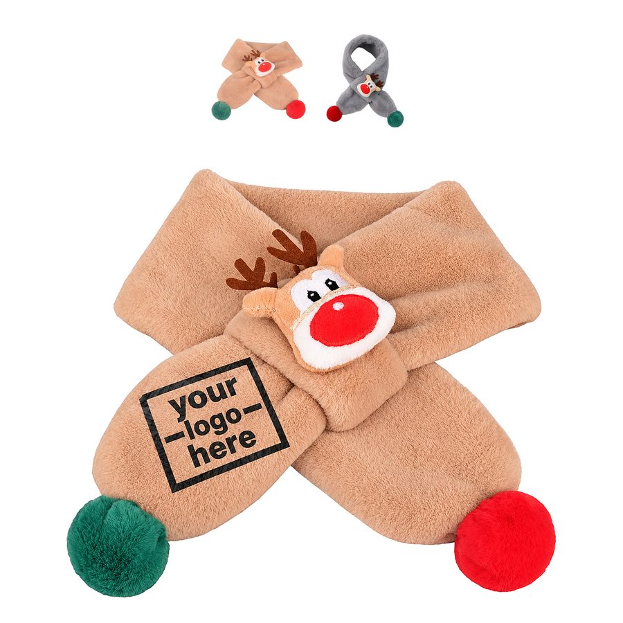 Children’s Plush Reindeer Scarf With A Pull-Through Loop
