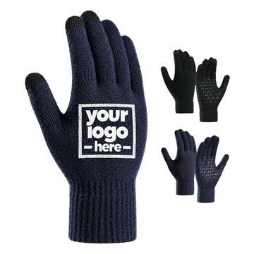 Textured-Palm Knit Glove With Touchscreen Fingertips