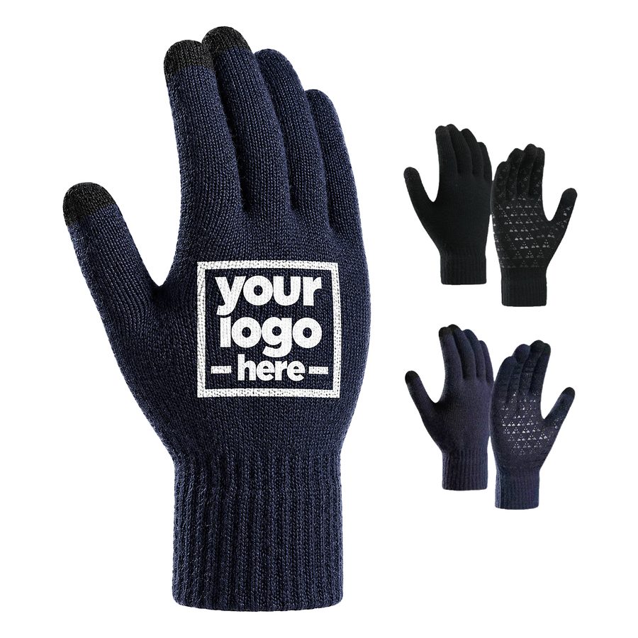 Textured-Palm Knit Glove With Touchscreen Fingertips