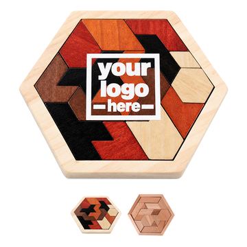 Hexagonal Wooden Puzzle With Raised Perimeter Frame