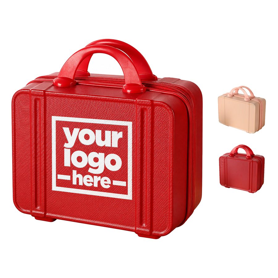 Ridged Hard-Shell Cosmetic Case With Dual Top Handles