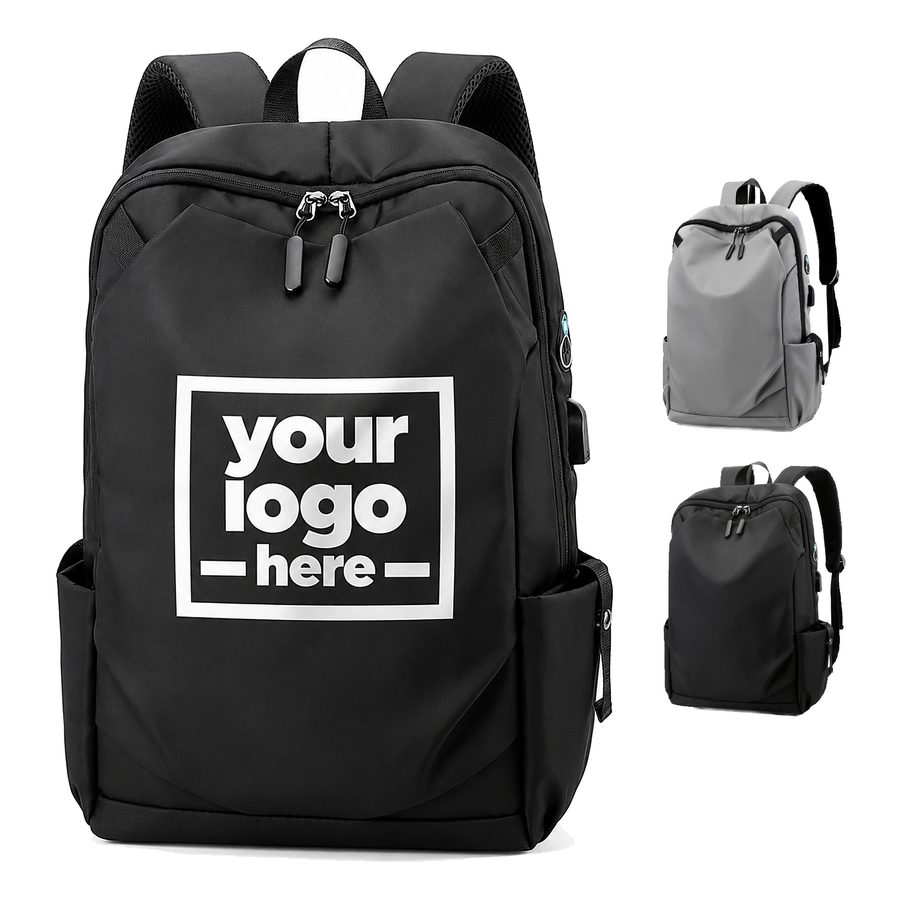 Nylon Laptop Backpack With Dual Zipper Pulls