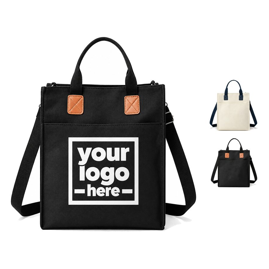 Upright Canvas Tote With Reinforced Handle Attachments
