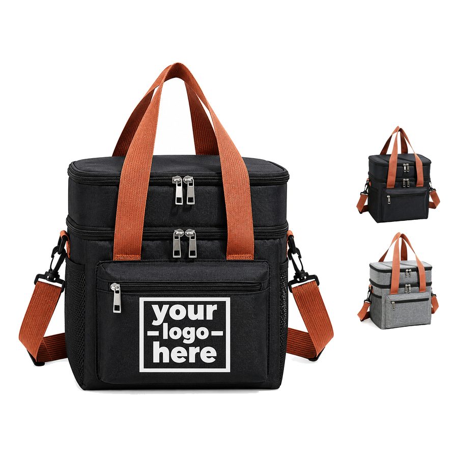 Two-Compartment Fabric Cooler With Mesh Pockets