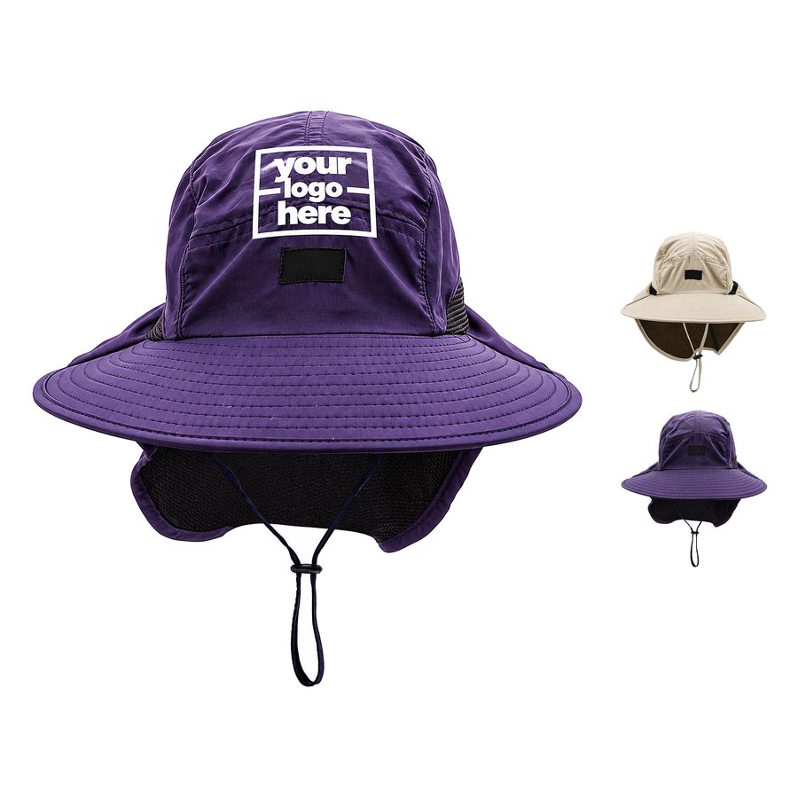 Sun Hat With A Rear Flap And Mesh Panels