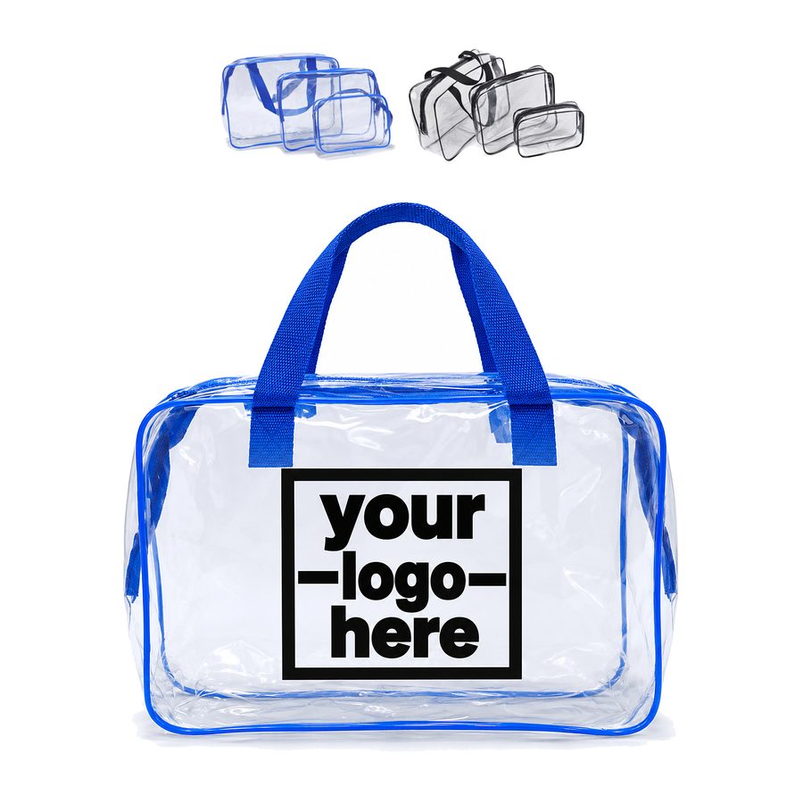 Three-Piece Cosmetic Bag Set With Gusseted Bases