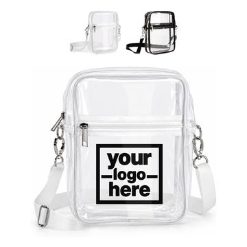 Transparent Crossbody Bag With Front Zipper Pocket
