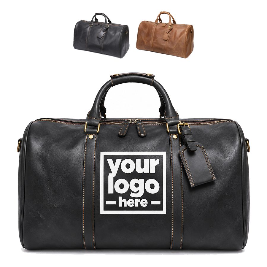 Leather Weekender With Side Pocket And Detachable Shoulder Strap