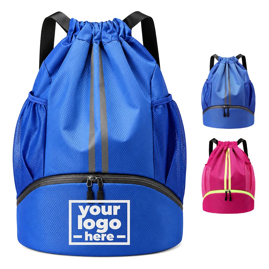 Drawstring Backpack With A Bottom Shoe Compartment