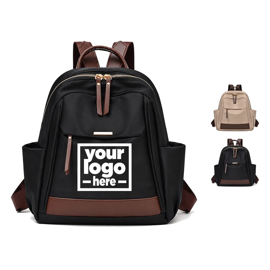 Nylon Mini Backpack With Contrasting Bottom Panel