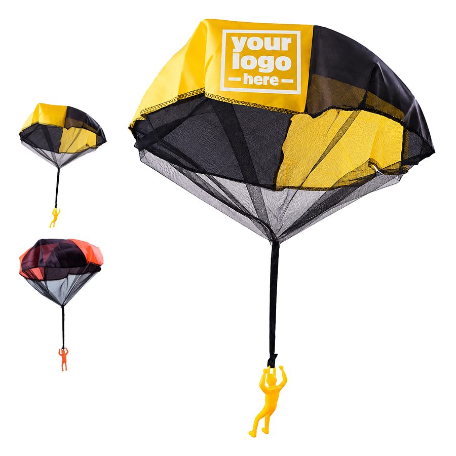Mesh-Panel Parachute Toy With Plastic Figure