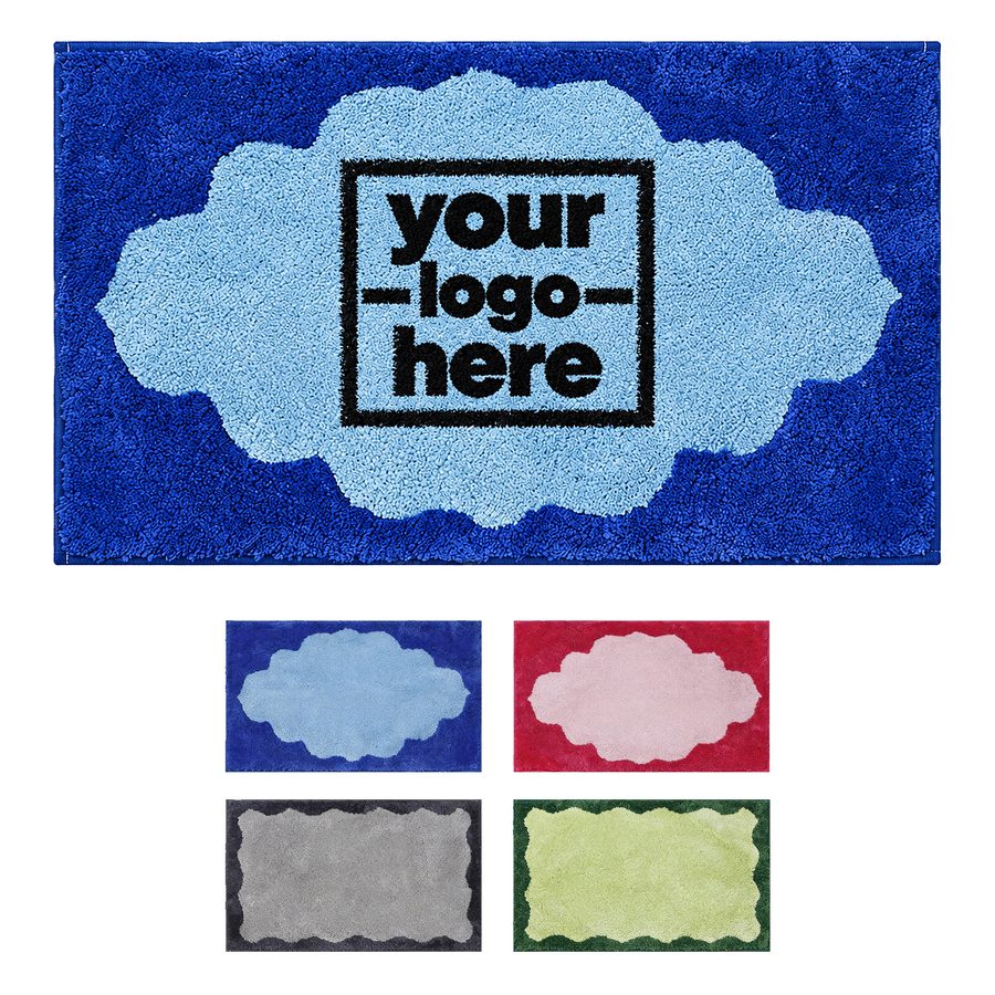 Plush Bath Mat With Scalloped Center Panel
