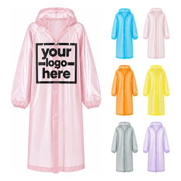 Long Hooded Raincoat With Elastic Cuffs