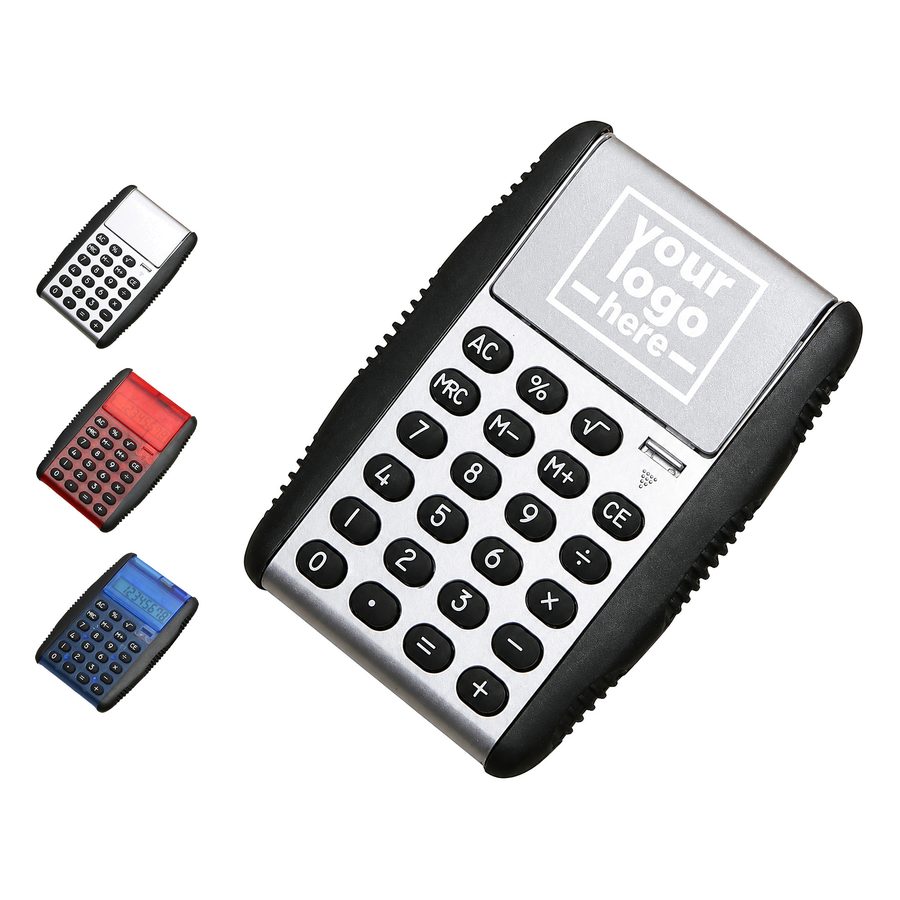 Rubber-Grip Calculator With Hinged Display Cover