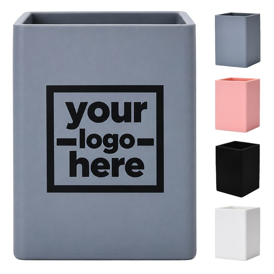 Square Silicone Pen Cup With Rounded Corners