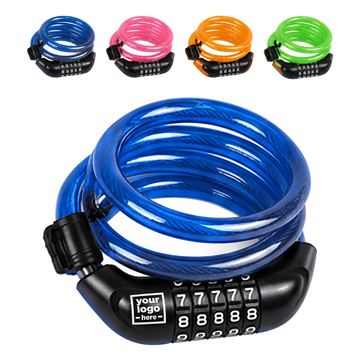 Coiled Bicycle Cable Lock With Five Resettable Dials