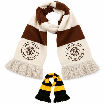 Acrylic Blend Knitted Stadium Scarf With Tassel Ends
