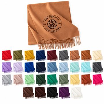 Long Polyester Winter Scarf With Fringed Ends