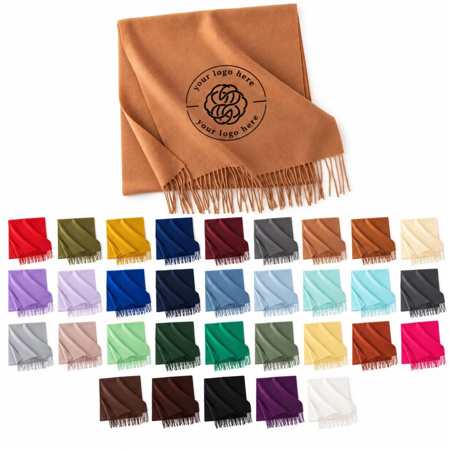 Long Polyester Winter Scarf With Fringed Ends