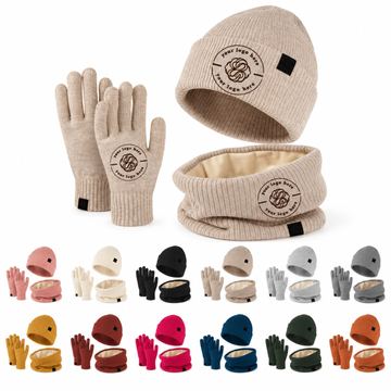 Winter Beanie Scarf And Touchscreen Glove Set