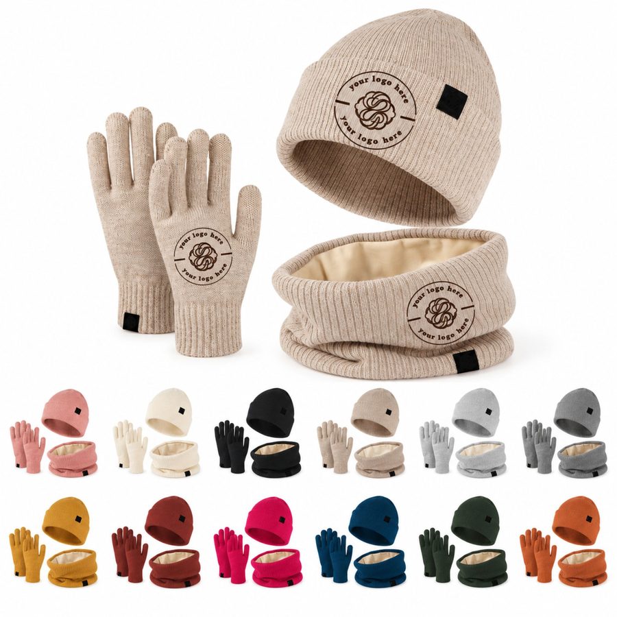 Winter Beanie Scarf And Touchscreen Glove Set