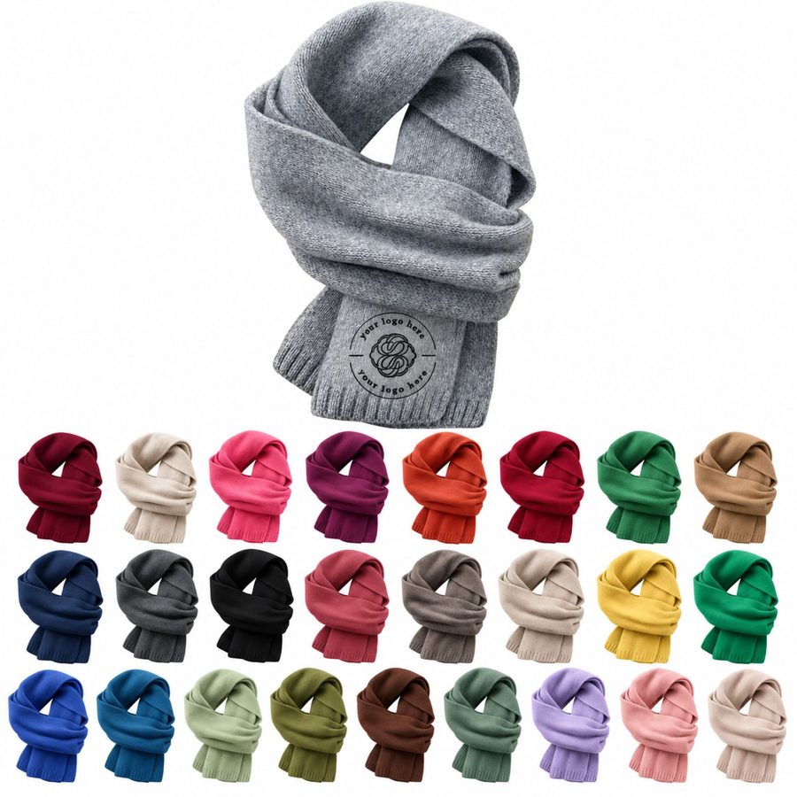 Solid Color Wool Knit Winter Neck Scarf