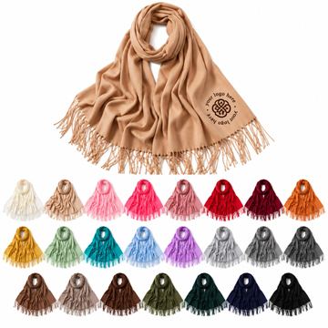 Oversized Polyester Shawl With Tassel Fringe