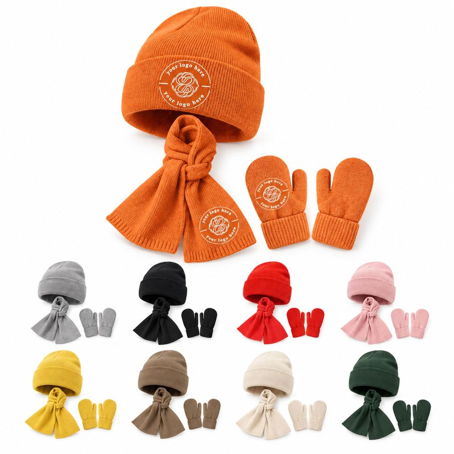 Children’s Knit Beanie Scarf And Mitten Set