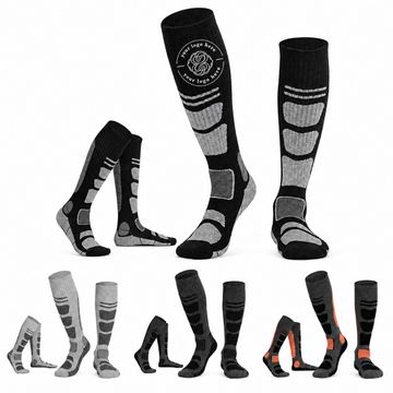 Long Merino Wool Ski Socks With Patterned Panels
