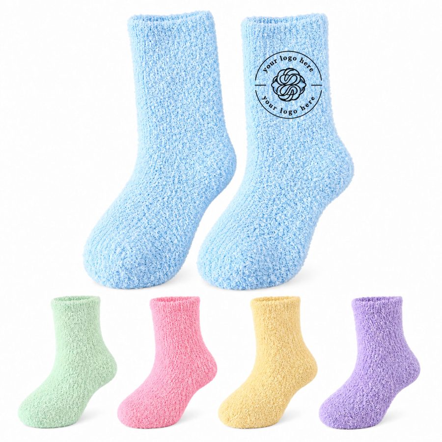 Coral Fleece Fuzzy Lounge Socks With Cuff Label