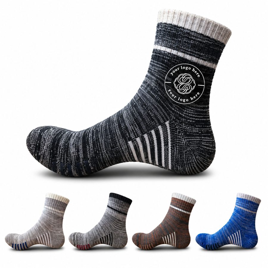 Cotton Outdoor Socks With Contrasting Knit Panels